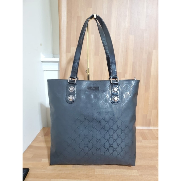 Authentic Gucci Imprime Monogram North South Studded Black GG Leather To… - Picture 6 of 16